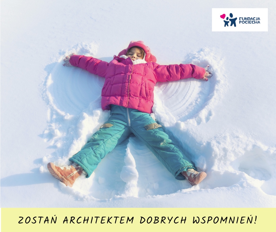 Dziecko na śniegu zbiórka funduszy wyjazd na ferie Fundacja Pociecha